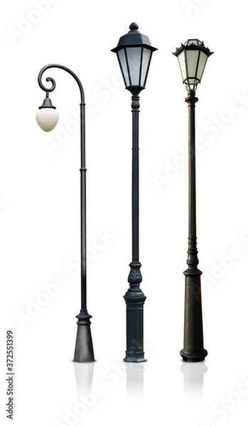 Fototapeta Street lamp isolated on a white background. Design element with clipping path