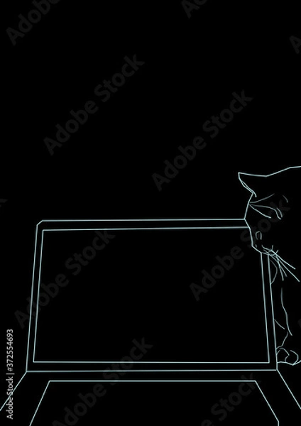 Fototapeta Kot i praca zdalna