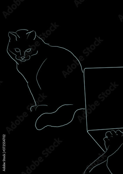 Obraz Kot i praca zadlna