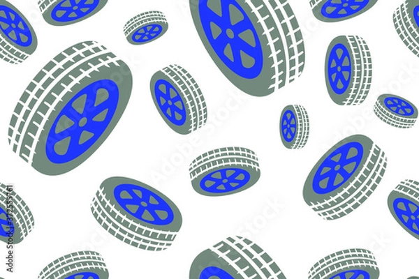 Obraz Tire seamless vector pattern blue-gray