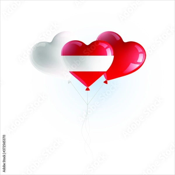 Fototapeta Heart shaped balloons with colors and flag of AUSTRIA vector illustration design. Isolated object.