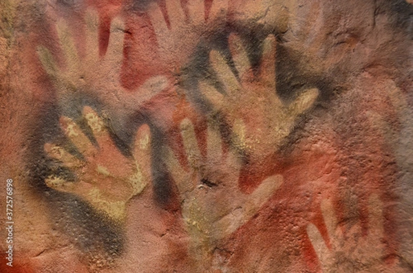 Fototapeta Cave art of hand outlines