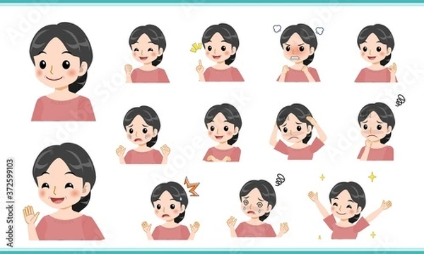 Fototapeta ピンクの服を着た中年女性