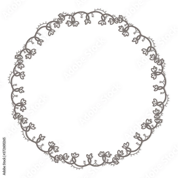 Fototapeta Hand drawn round floral decorative frame