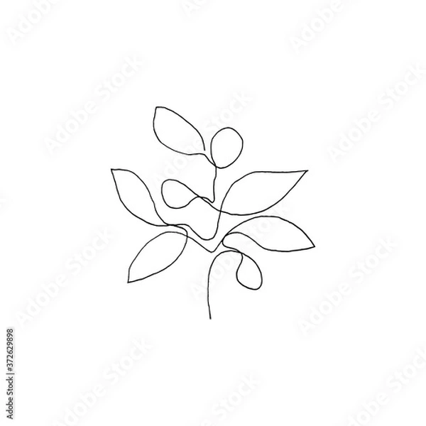 Fototapeta Simple continous line art. Minimalist vector illustration. Great for invitation, greeting card, packages, wrapping, premade logo, business card, stationery, etc. 