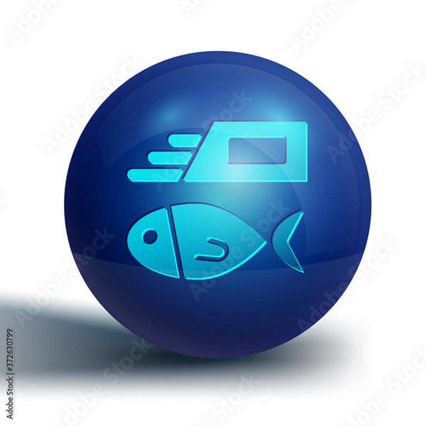 Obraz Blue Fish and chips icon isolated on white background. Blue circle button. Vector.