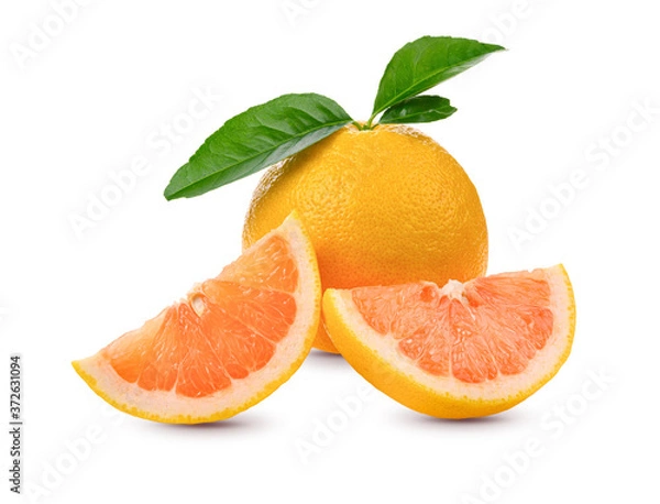 Obraz Fresh grapefruit on white background