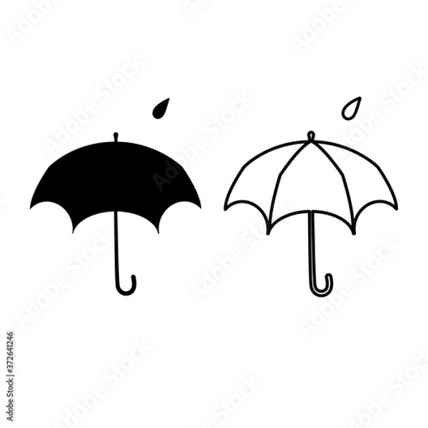 Fototapeta umbrella set of icons, flat design, outline contains only one detail, vector
