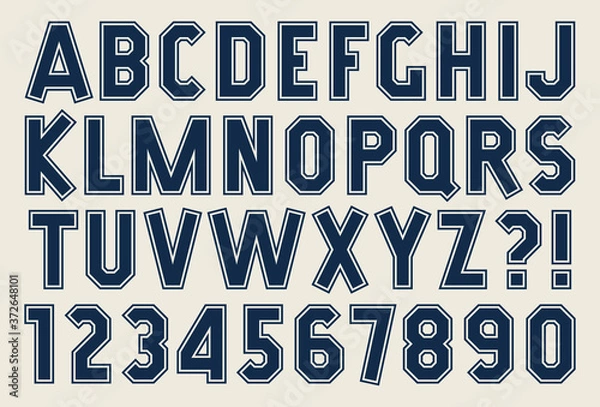 Fototapeta Angular alphabet and number Bold isolated font