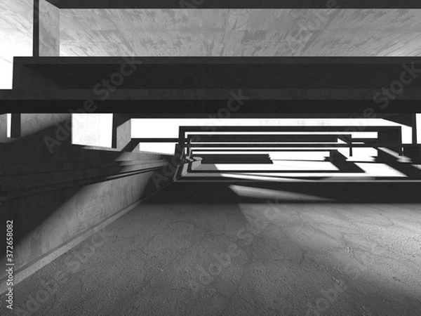 Obraz Dark Concrete Wall Architecture. Empty Room