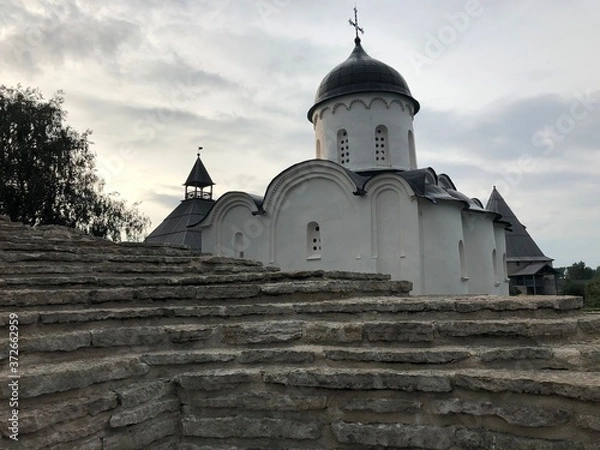Obraz old Church chapel on a cloudy summer day