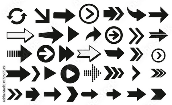 Fototapeta Set of black vector arrows. Arrow icon. Arrow vector icon. Arrow. Arrows vector collection