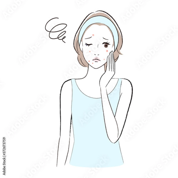 Fototapeta ニキビ肌で悩む女性