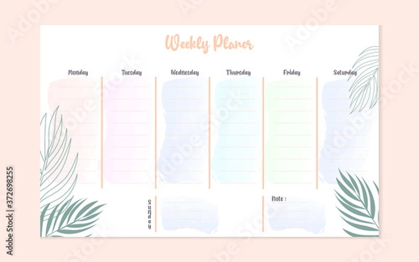 Obraz weekly planer template design.