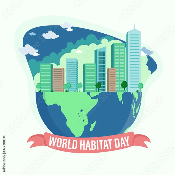 Obraz World habitat day. World Habitat Day Vector Design with Glob 