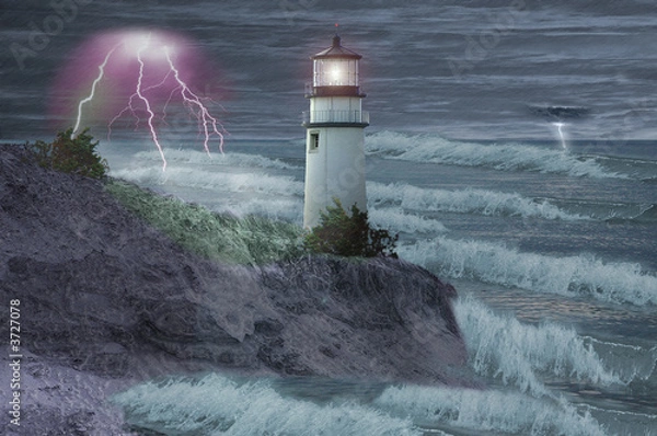 Fototapeta Lighthouse in storm