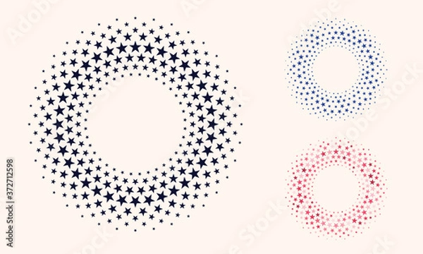 Fototapeta Pentagonal star in the shape of a circle in halftone design.