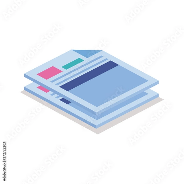 Fototapeta Isolated documents isometric line style vector design