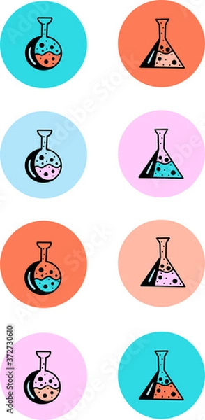 Fototapeta Vector chemical icons. A set of colorful design templates for icons and logos-the highlight of the history of social networks.