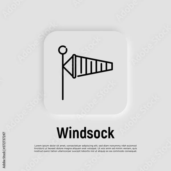 Fototapeta Windsock thin line icon. Vector illustration of air wind direction, aviation instrument.
