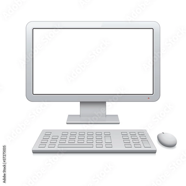 Fototapeta Vector desktop computer with blank widescreen monitor (16:9)