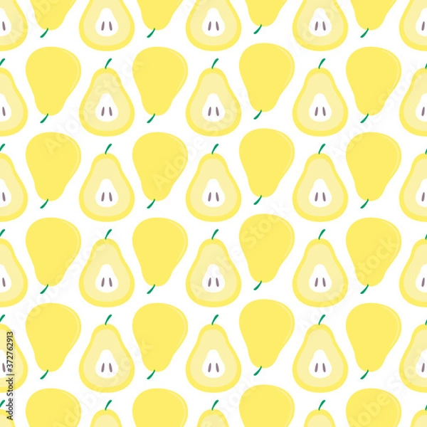 Fototapeta Pear yellow seamless hand drawn pattern