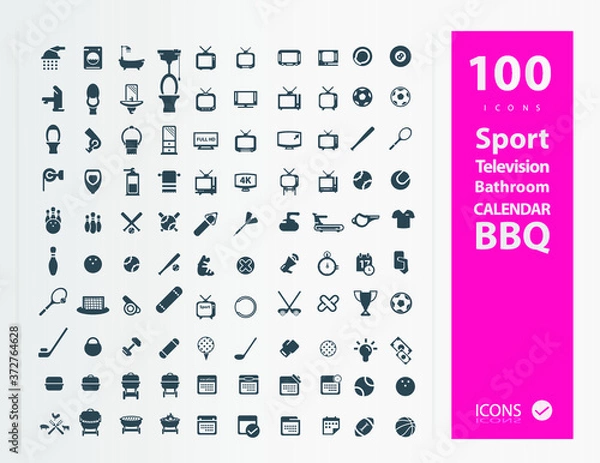 Fototapeta Usable Business icons Set ( Set of 100 icons) White