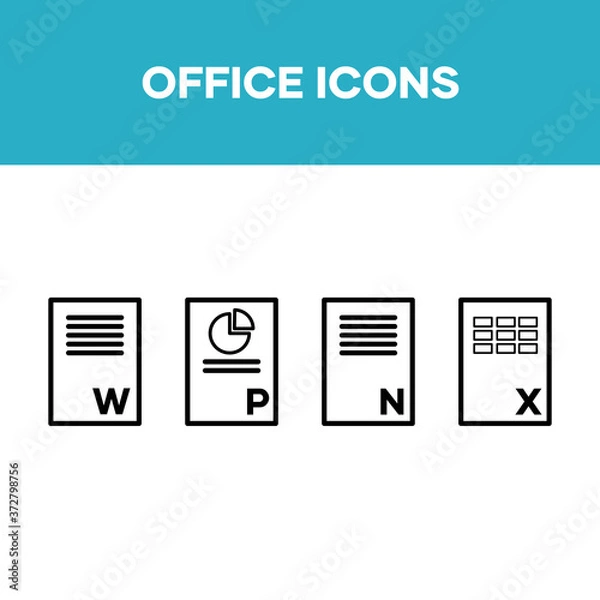 Fototapeta Office icon set, document office icon, button, symbol, sign