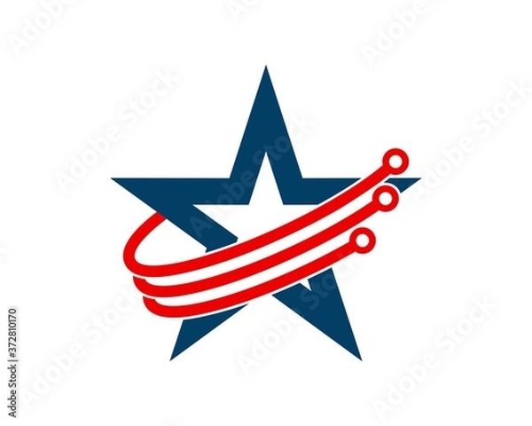 Obraz Star shape with swoosh circuit