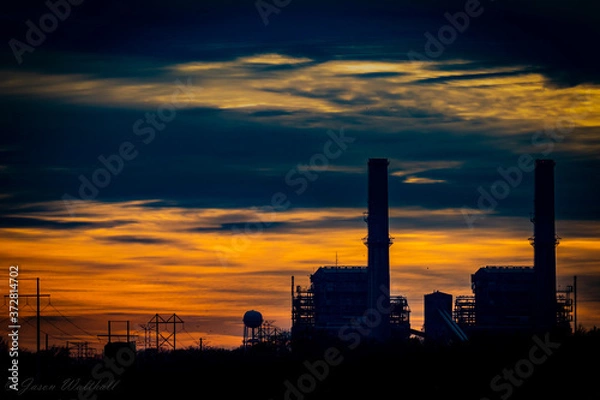 Fototapeta sunset coal mine