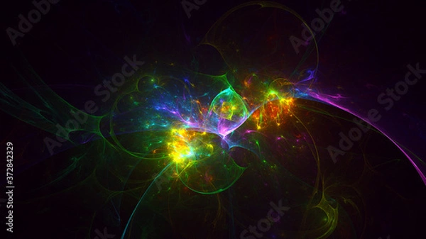 Obraz 3D rendering abstract multicolor fractal light background