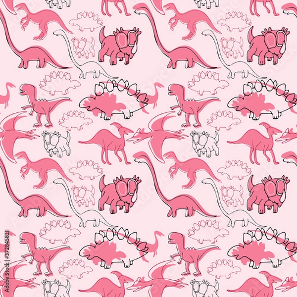 Fototapeta Seamless pattern. Dinosaur texture for kids design