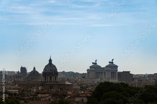 Fototapeta Panoramic view of historic center of Rome, Italy. Altare della Patria monument view from top