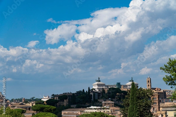Fototapeta Panoramic view of historic center of Rome, Italy. Altare della Patria monument view from top