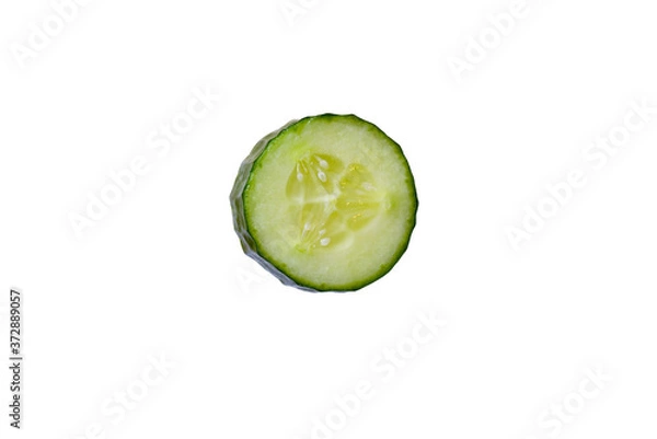 Fototapeta Isolated cucumber slice on white background