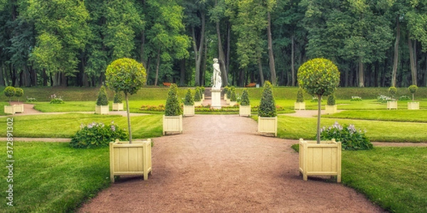 Obraz Path and lawns in a well-kept city park, Gatchina, Russia
