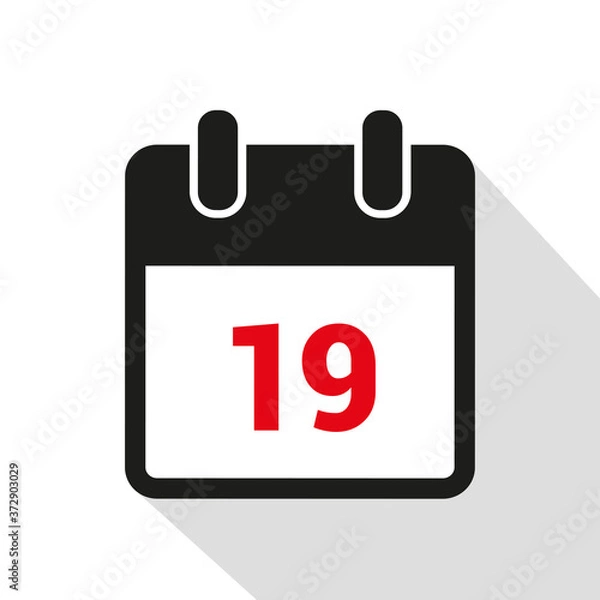 Fototapeta simple calendar icon 19 on white background vector illustration EPS10