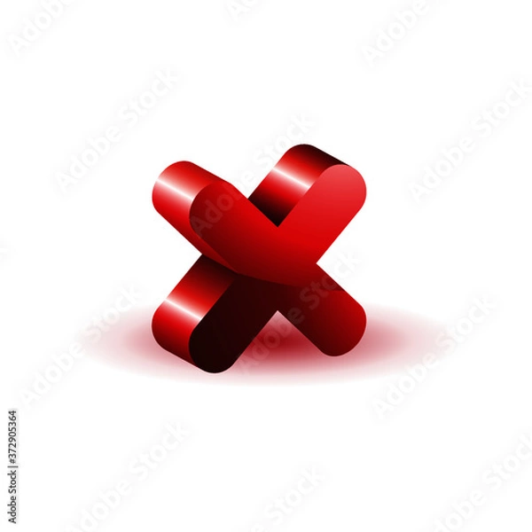 Fototapeta 3d red cross mark vector illustration isolate