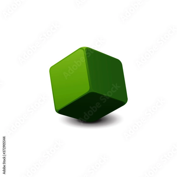 Fototapeta 3d green cube vector.  3d concept illustration isolate.