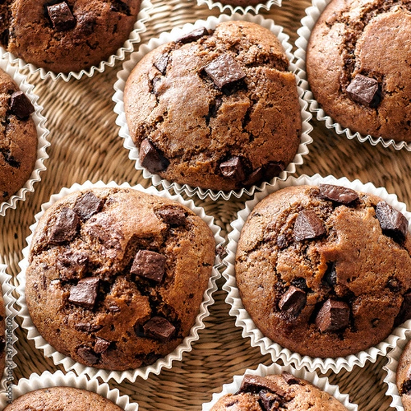 Fototapeta Babeczki czekoladowe / Muffinki czekoladowe / Słodki deser / Homemade