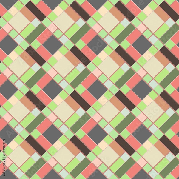 Fototapeta Patchwork, mosaic and geometric elements, seamless pattern.