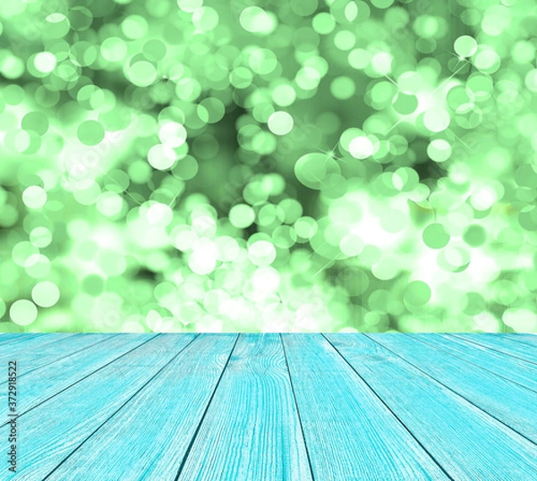 Obraz light blue wooden floor with blurred background