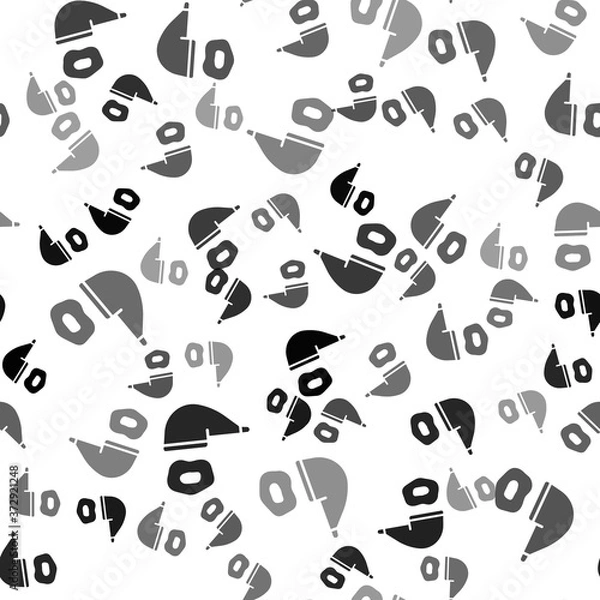 Fototapeta Black Smoking pipe with smoke icon isolated seamless pattern on white background. Tobacco pipe. Vector.