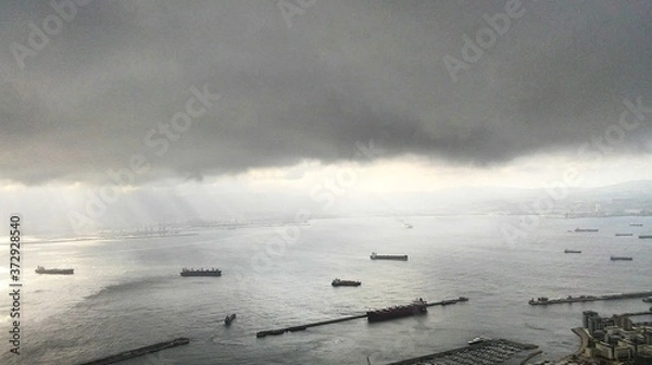 Fototapeta Niebla en el mar, estrecho de Gibraltar