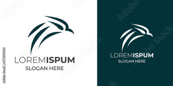 Obraz Luxury bird, eagle, hawk vector line logo design. logos, stickers, emblems of flying eagle. Bird, hunter, predator, dangerous animal, shield, lettering. Mascot sports club, vector illustration 4