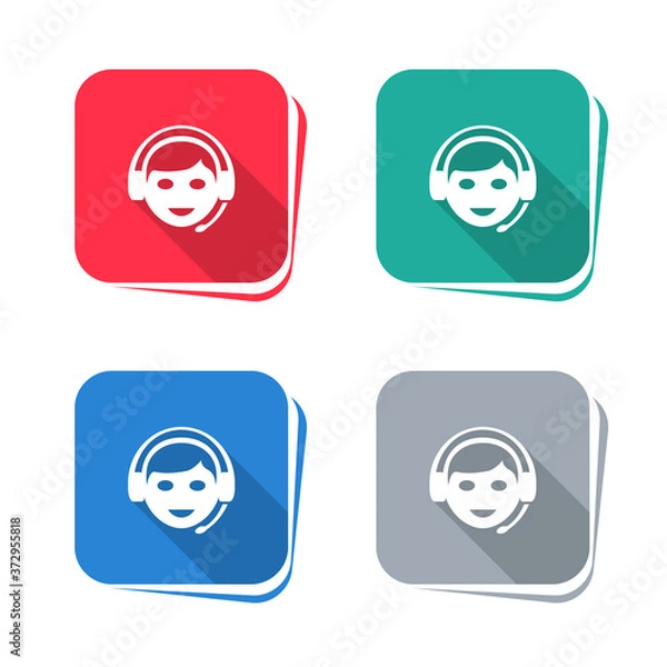 Fototapeta Call center icon on square button