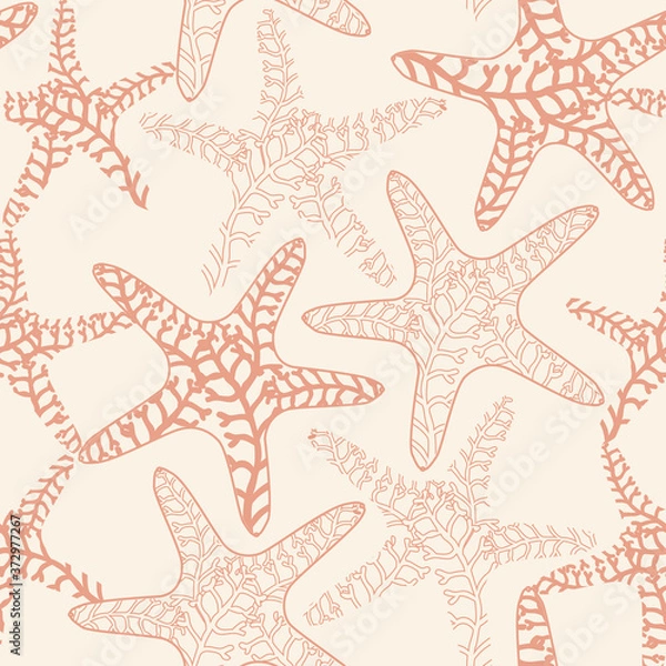 Fototapeta Abstract coral like starfish vector seamless pattern