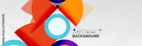 Obraz Bright color circles, abstract round shapes and triangles composition with shadow effects. Vector modern geometric design template