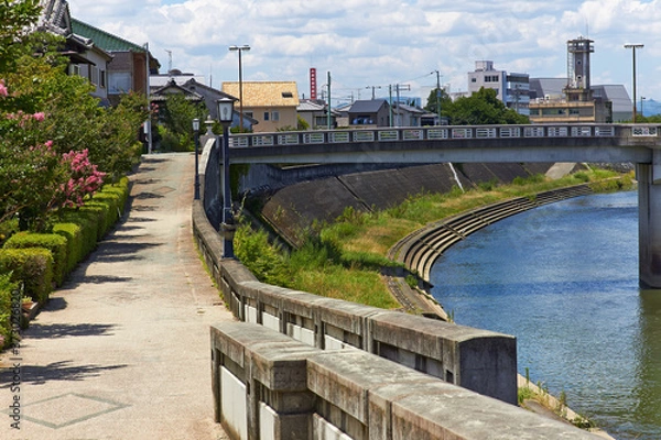 Obraz 兵庫県三田市 武庫川沿いの歩道