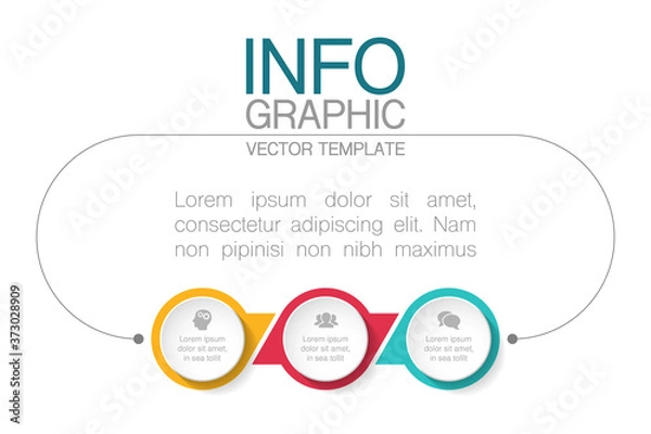 Fototapeta Vector infographic template with 3 steps or options. Data presentation, business concept design for web, brochure, diagram.